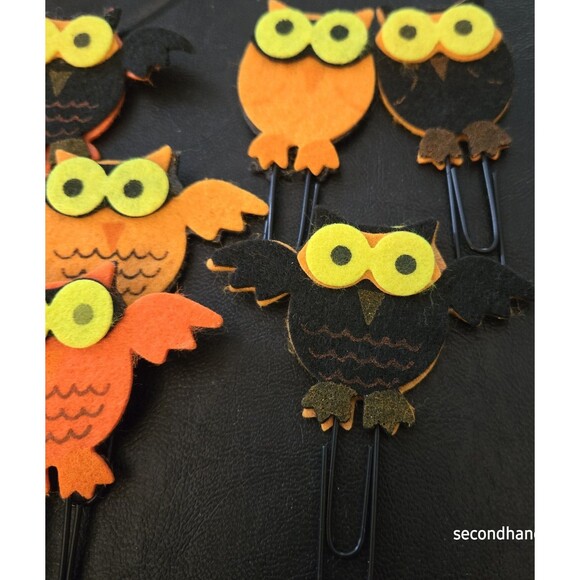 Halloween Owl Pumpkin  Paperclip Bookmark School Office Supply Set of 9 - Picture 4 of 5